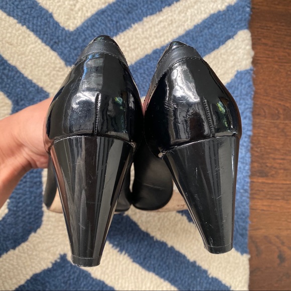 🖤 CLARKS CLASSIC BLACK LEATHER POINTED TOE CHUNKY HEELS! - Picture 5 of 12